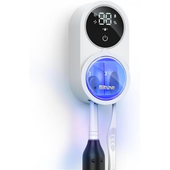 Toothbrush Holder Wall Mount LED Smart Cleaner Rechargeable Air Dry Bathroom - Picture 1 of 7